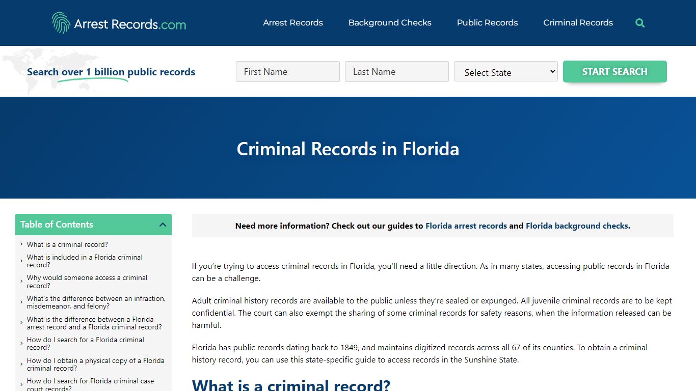 Florida Criminal Records - Arrest Records.com